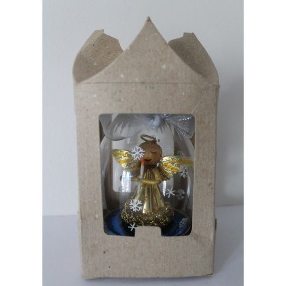 Christopher Radko Italian Gold Angel Globe Blue Gold Starry Bottom Ornament - Picture 1 of 8